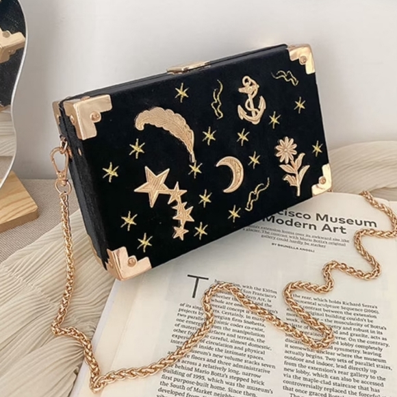 None Handbags - Constellation Starry Night Hard Case Handbag 3D Metal Details